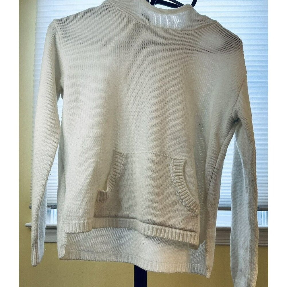 Forever 21 Girls‎ 11/12 Sweater Hoodie Ivory High-Low Hem Pockets Cozy Soft Knit